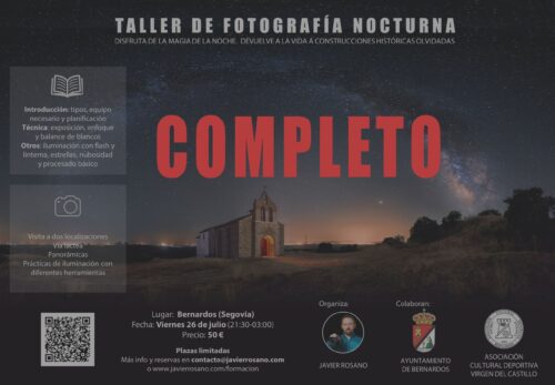 Taller de fotografía nocturna en Bernardos, Segovia