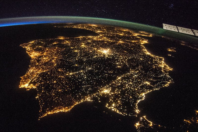 Contaminación lumínica en la Península Ibérica